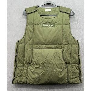 IH NOM UH NIT Paris Puffer Vest Olive Green Quilted Gilet Sleeveless Snap Front